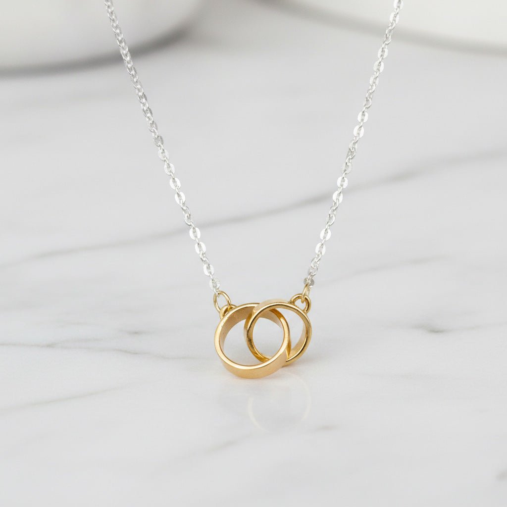 Interlocking Links Mixed Metal Necklace - Necklaces