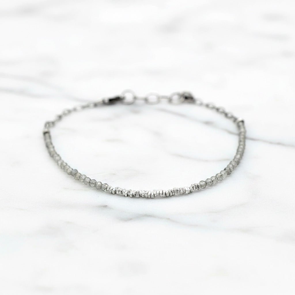 Labradorite & Silver Bead Bracelet - Bracelets