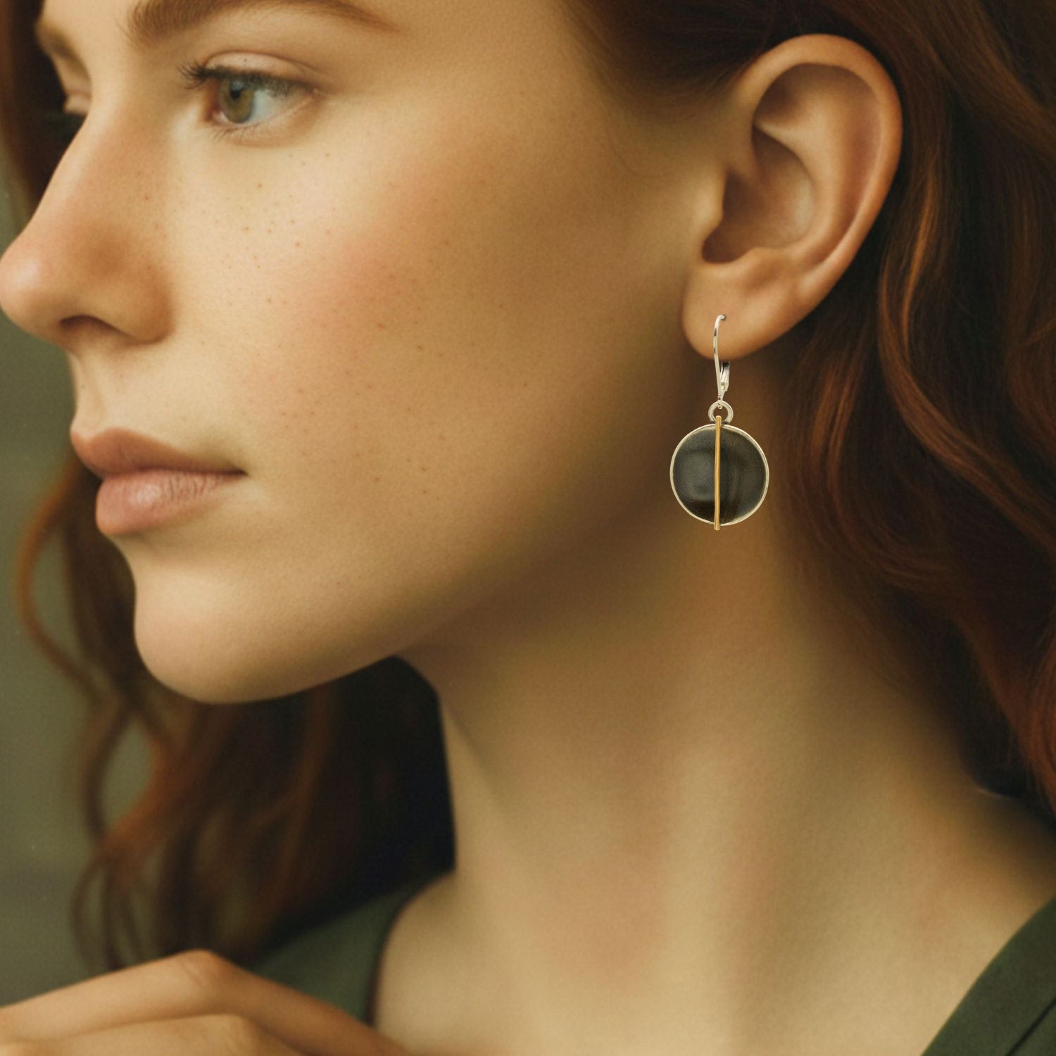 Large Golden Rift Disc Earrings - Earrings