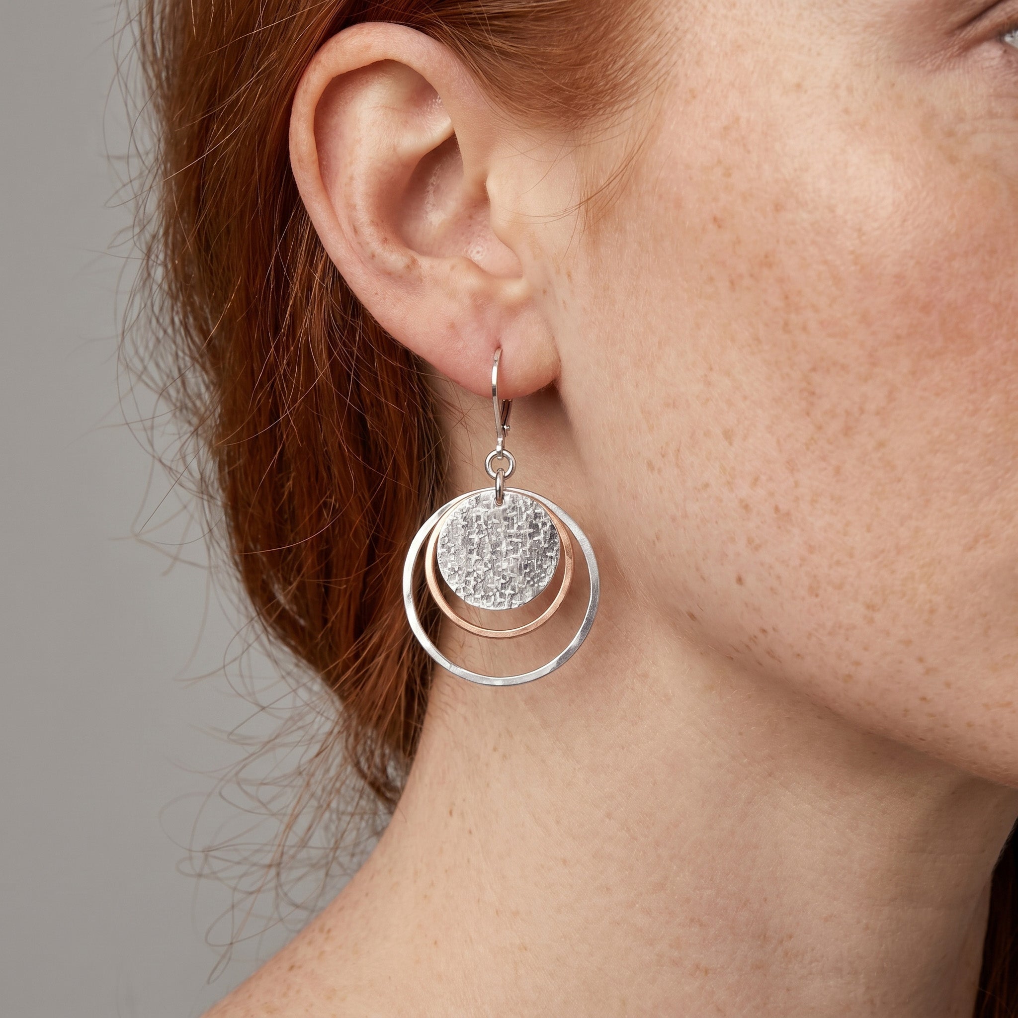 Layered Circle Drop Earrings - Earrings
