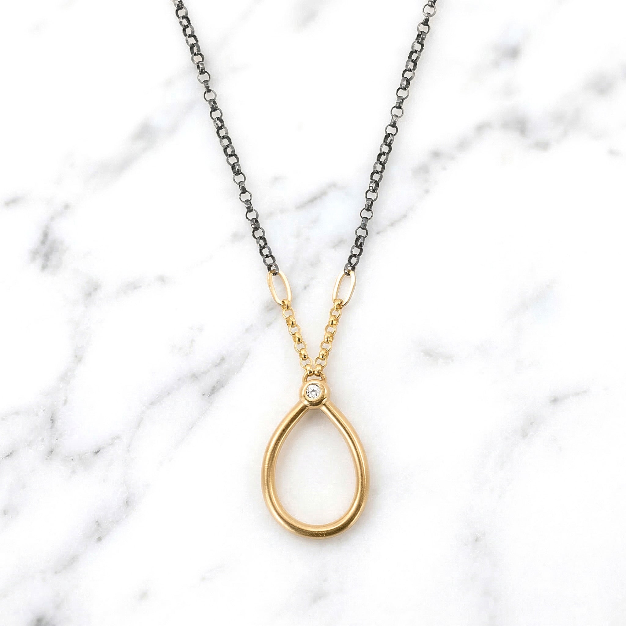 Minimal Diamond Teardrop Necklace - Necklaces