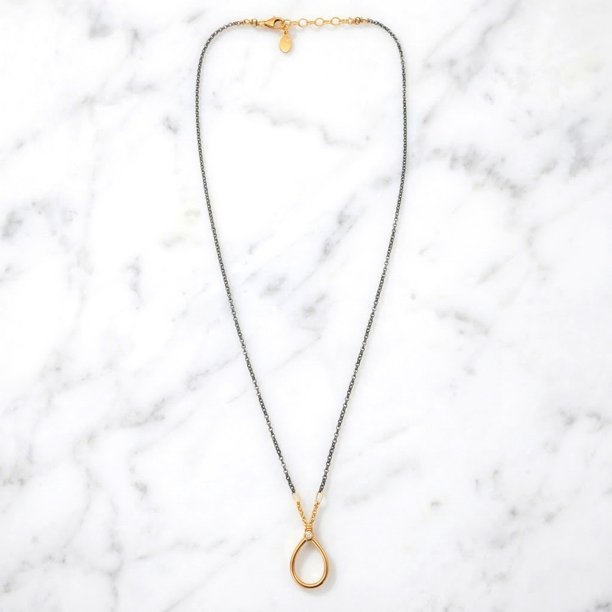 Minimal Diamond Teardrop Necklace - Necklaces