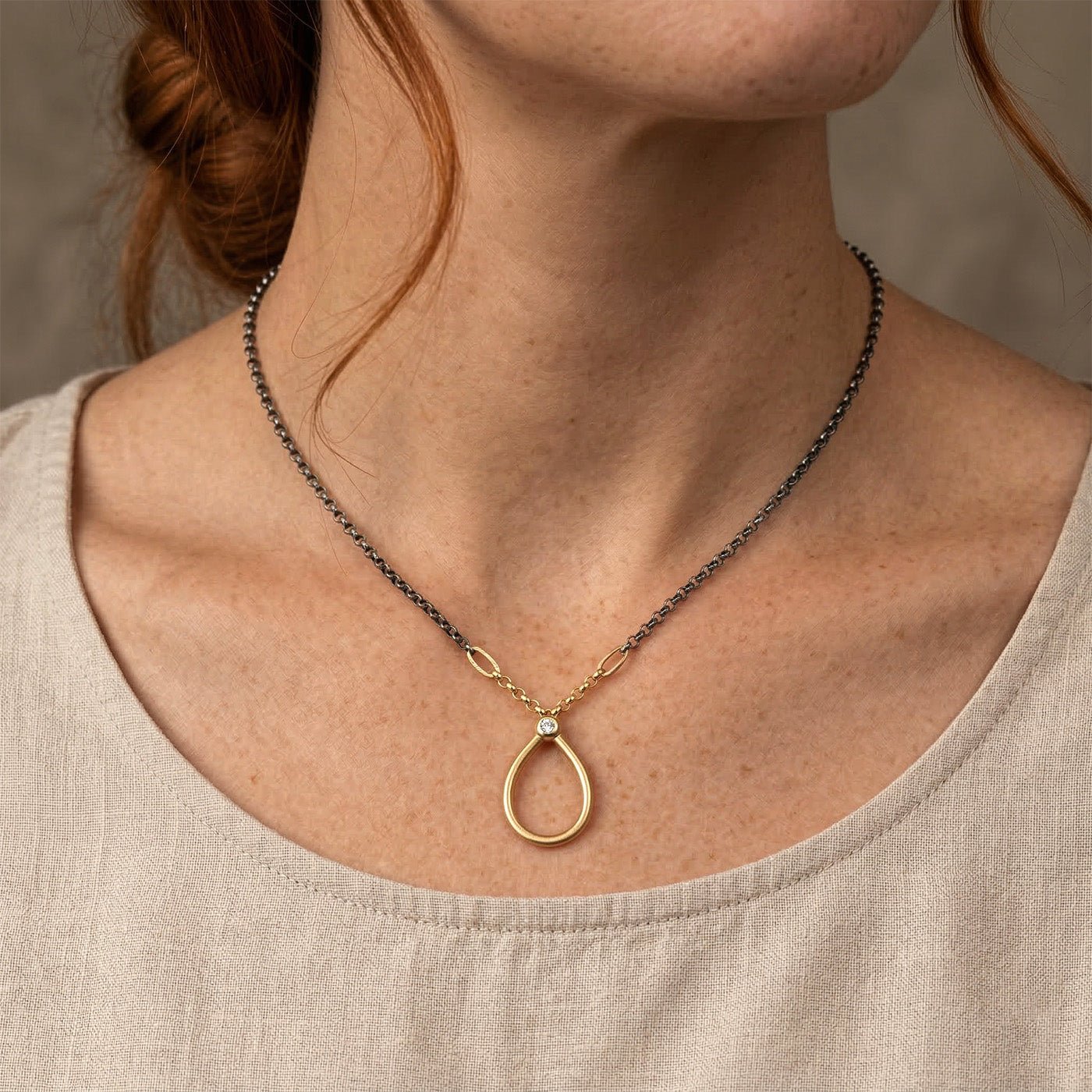 Minimal Diamond Teardrop Necklace - Necklaces