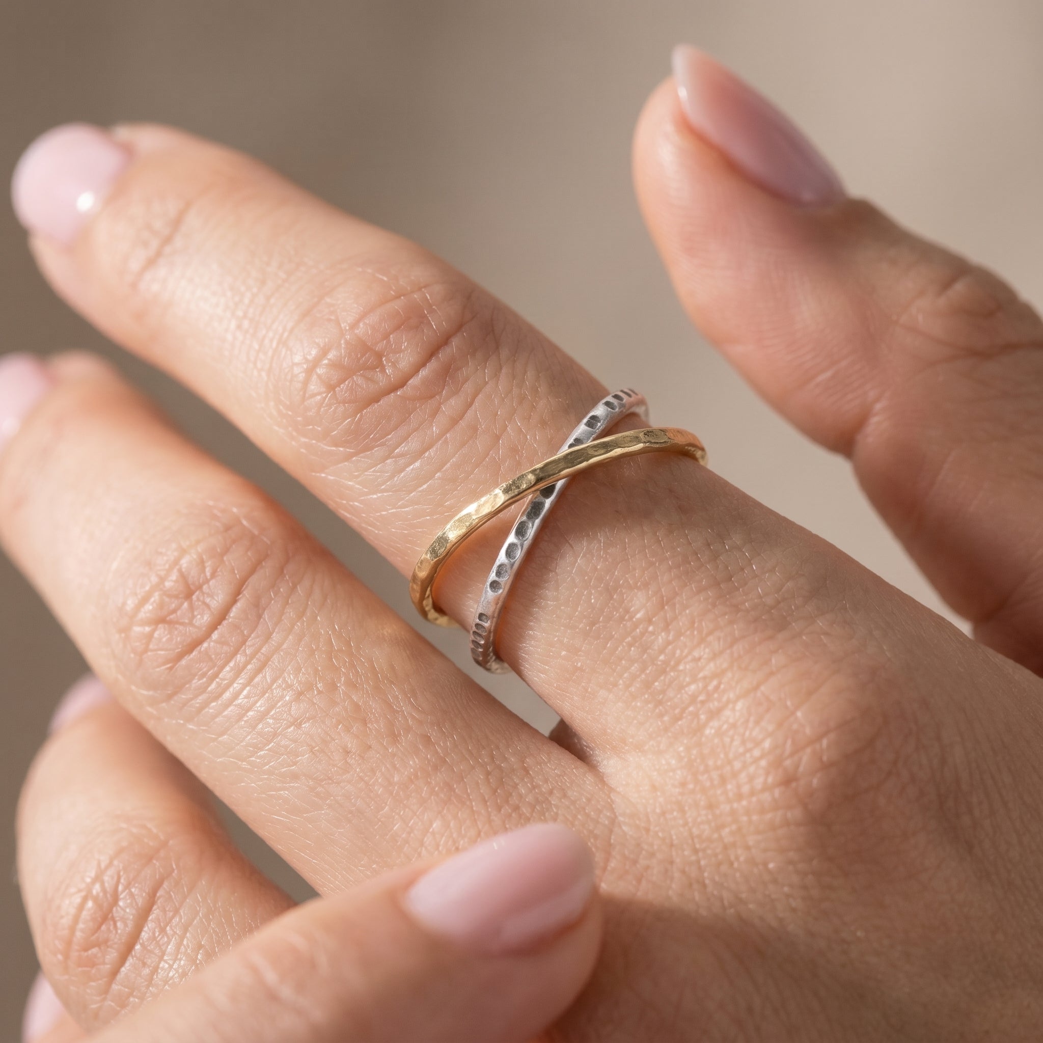 Mixed Metal Crisscross Ring