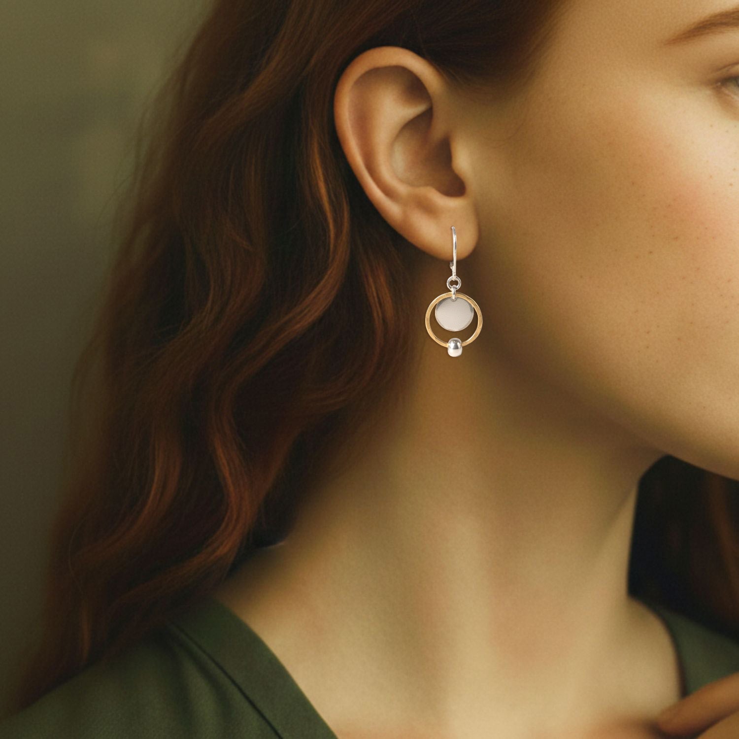 Mixed Metal Nested Circle Drop Earrings - Earrings