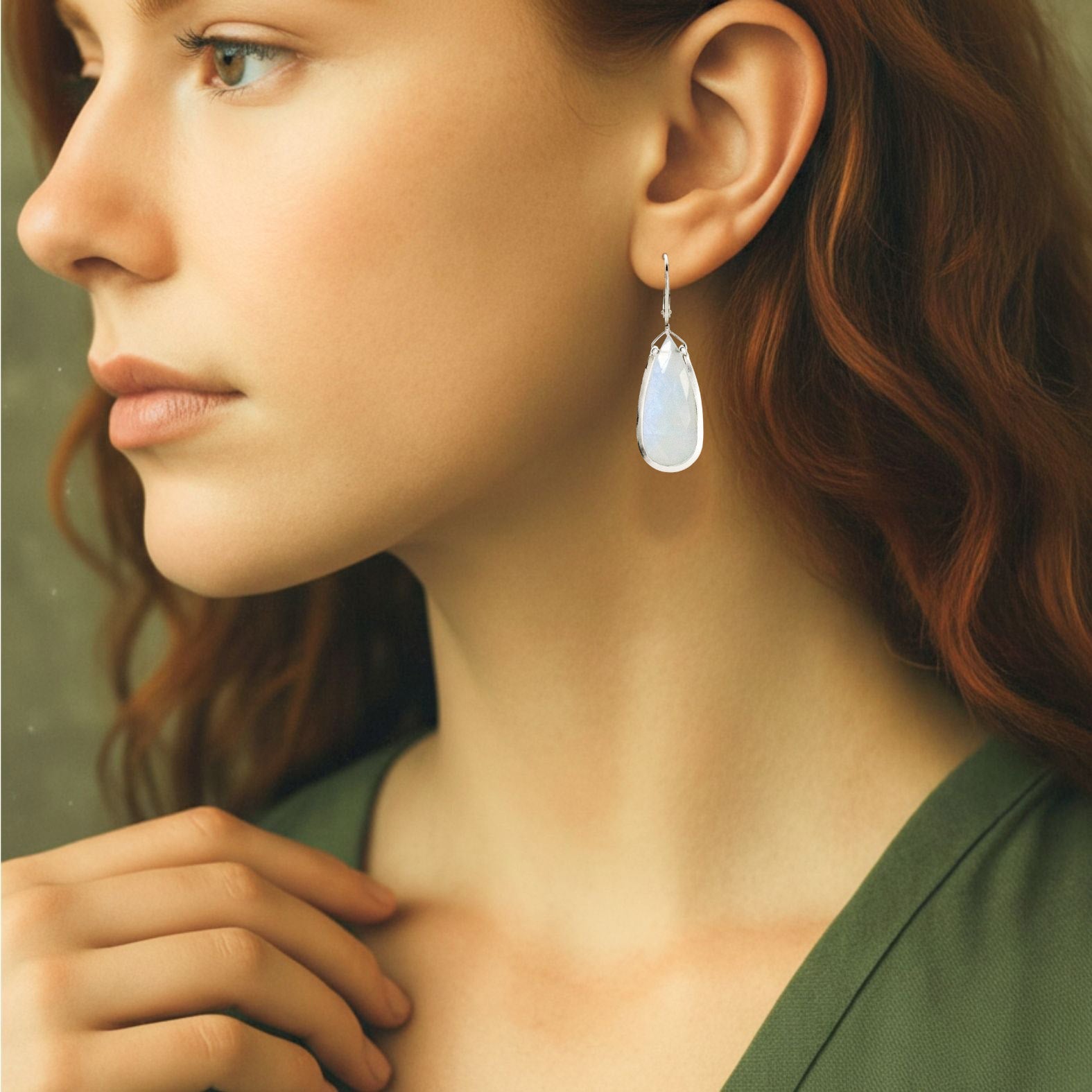 Moonstone Teardrop Frame Earrings - Earrings