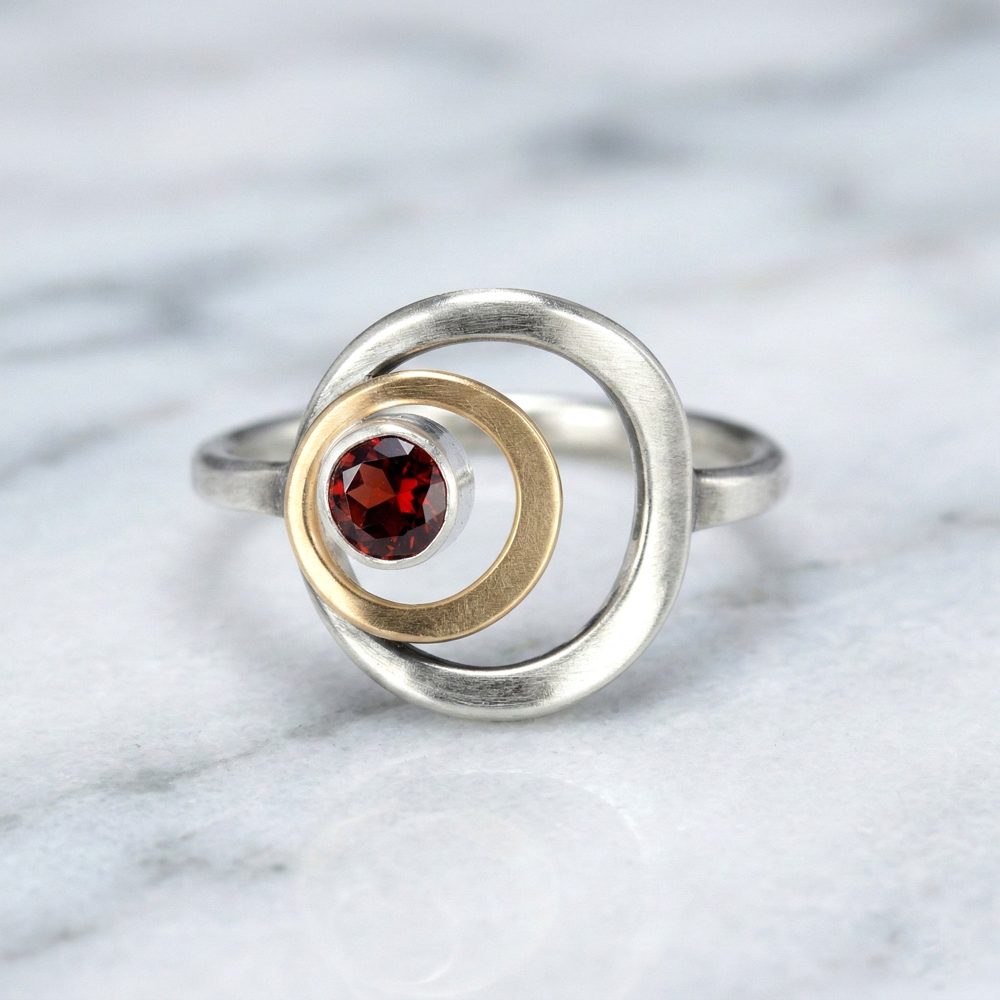 Nested Garnet Ring - Rings