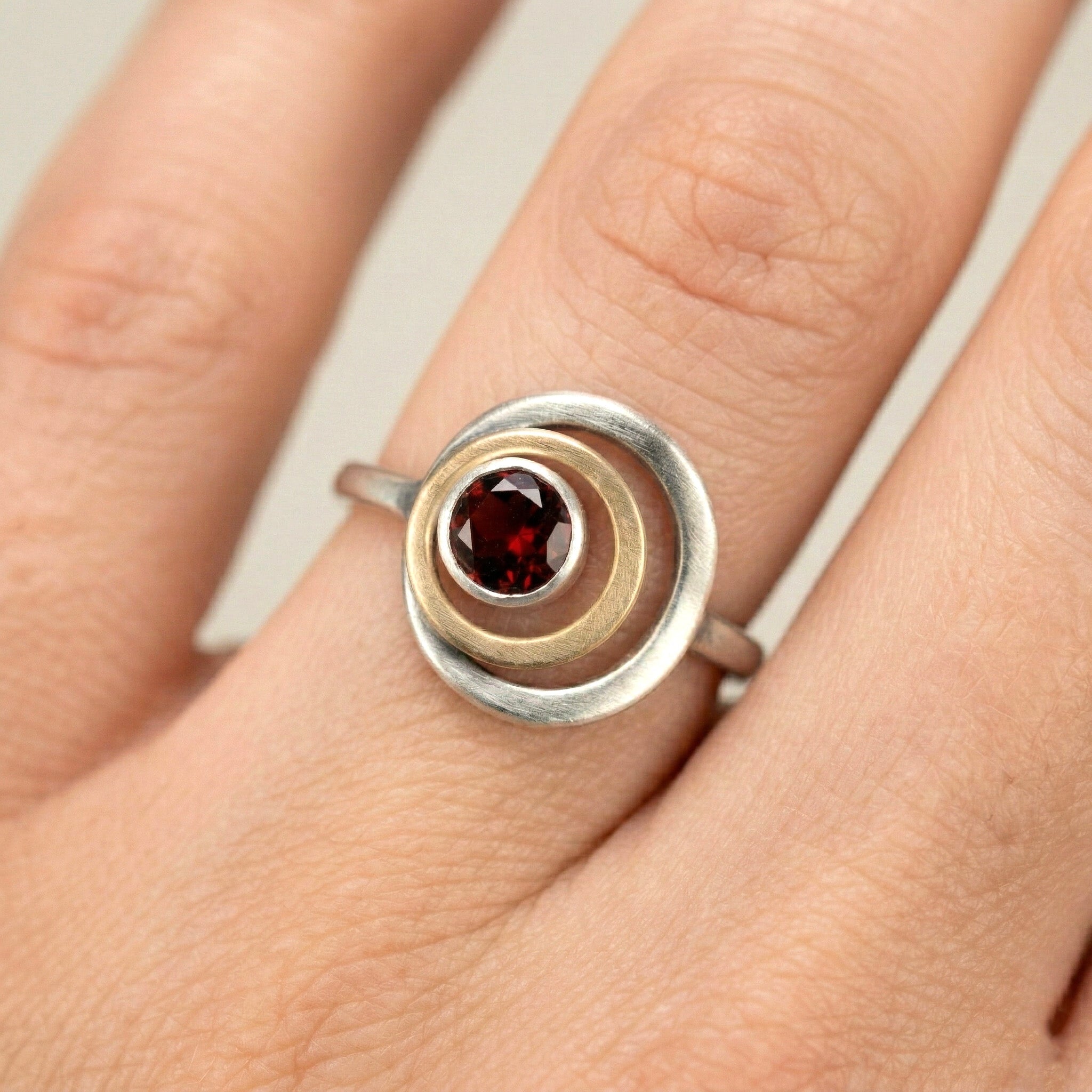 Nested Garnet Ring - Rings