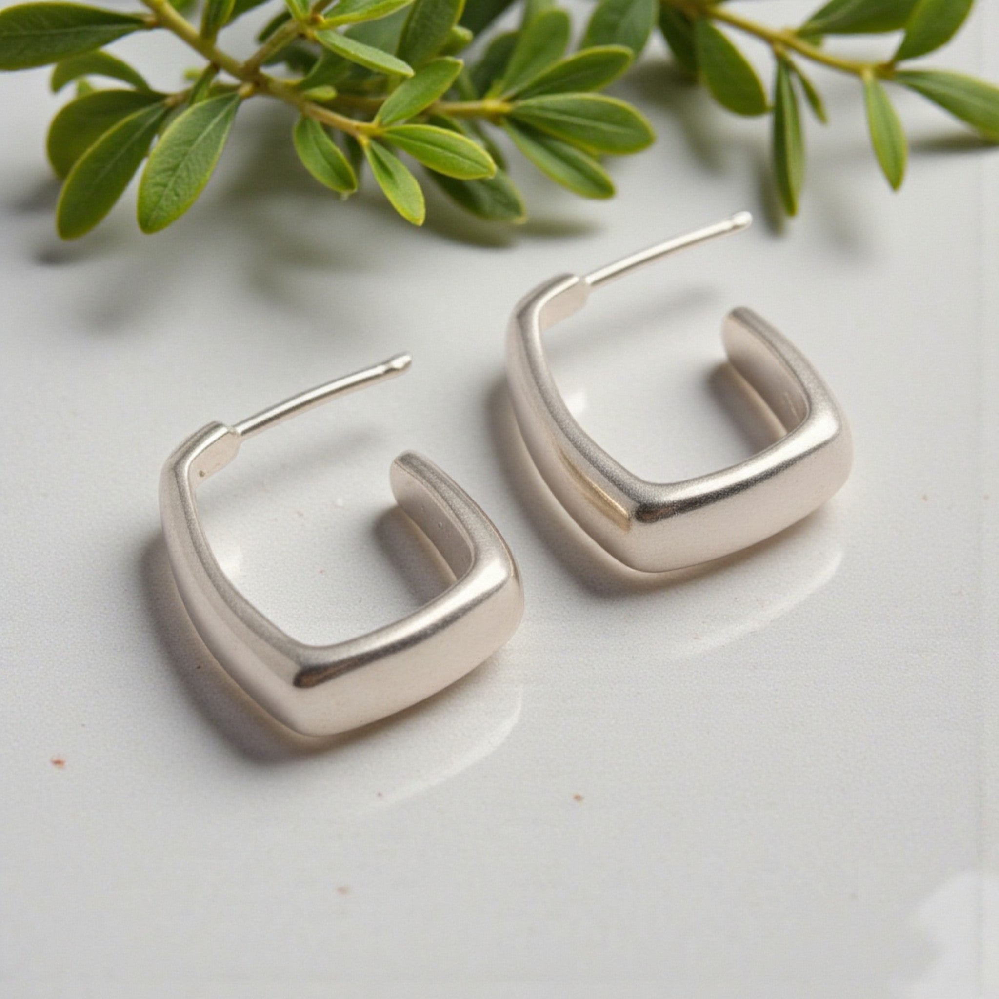 Open Silver Square Earrings - Earrings