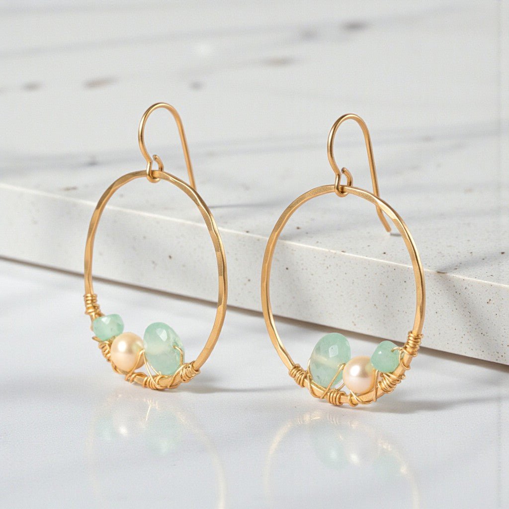 Oval Aqua Earrings - Earrings