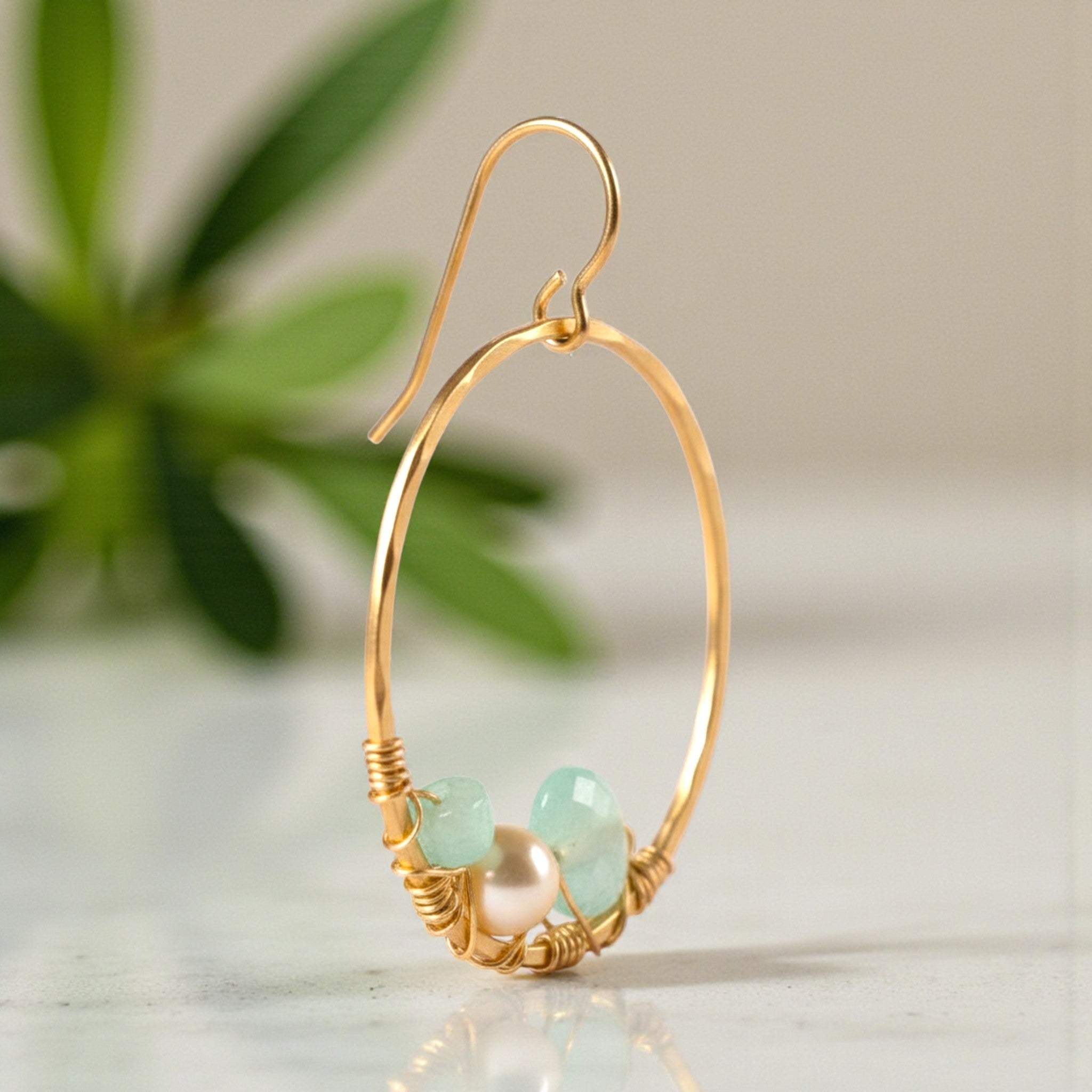 Oval Aqua Earrings - Earrings