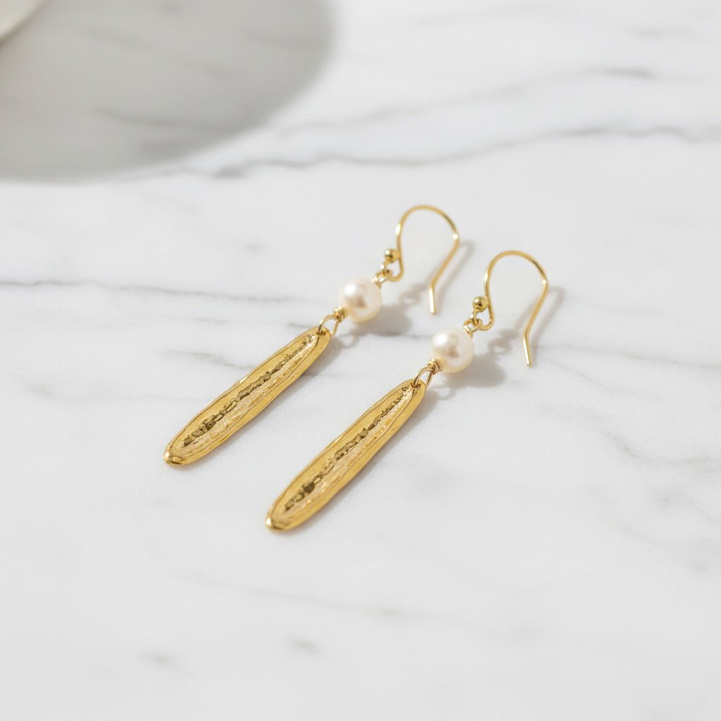 Pearl and Gold Drop Earrings - Earrings