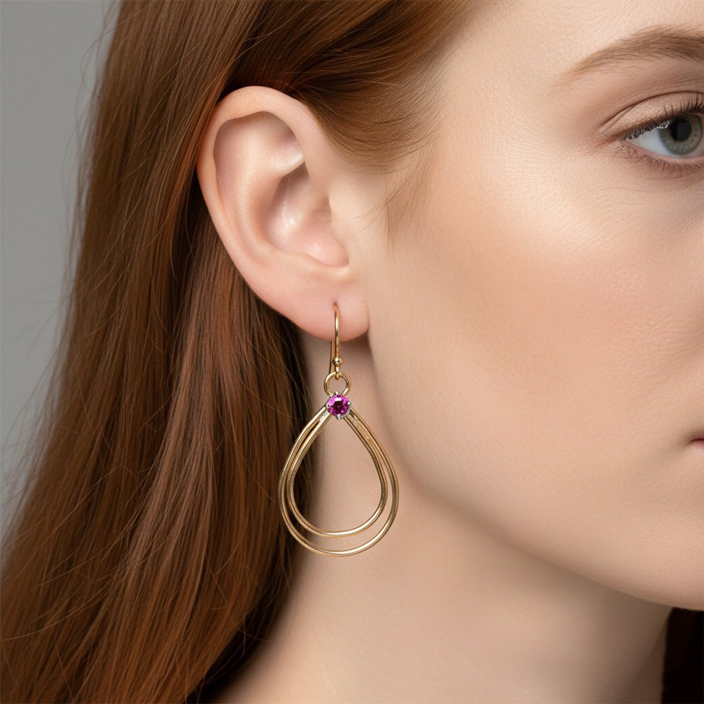 Rhodolite Dewdrop Earrings - Earrings