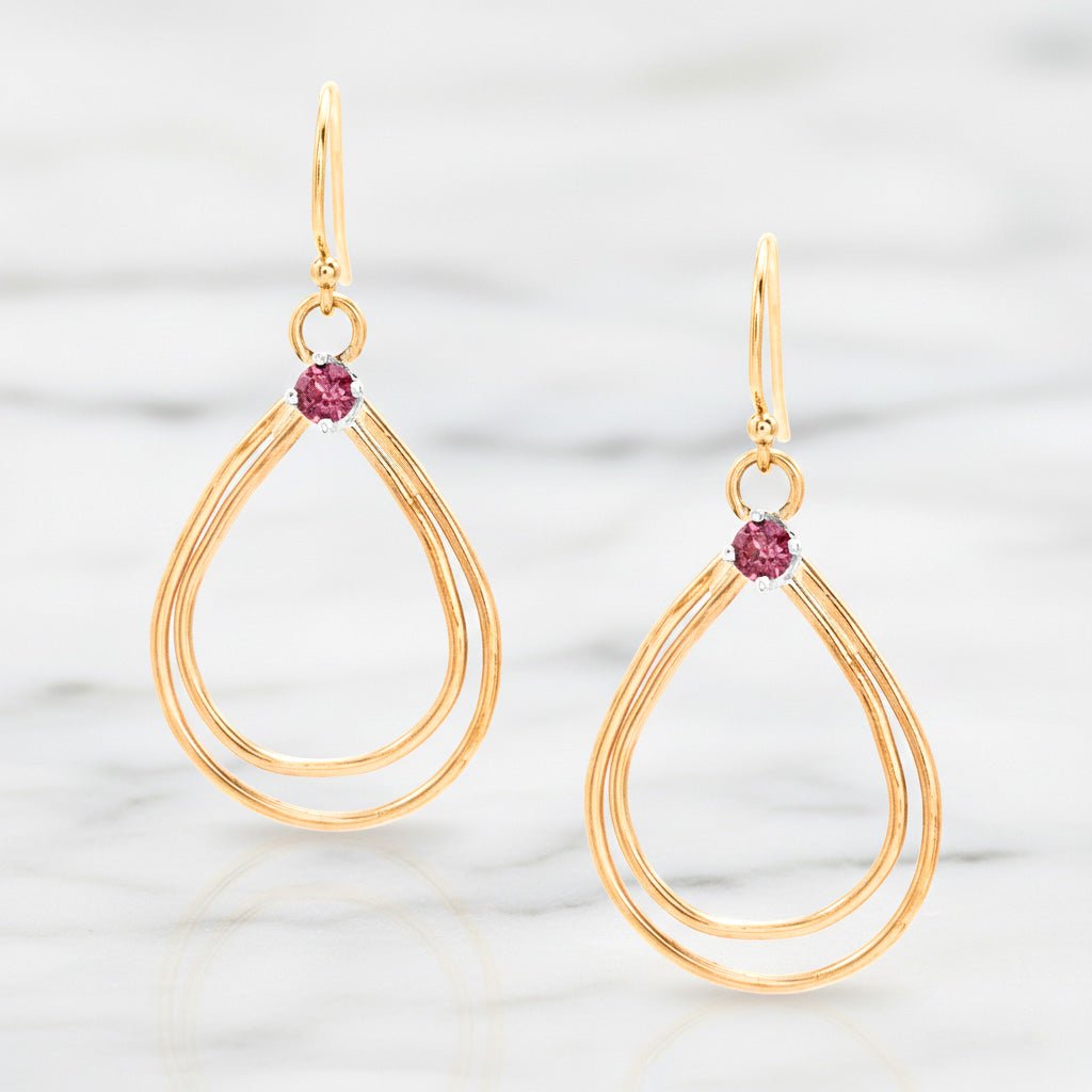 Rhodolite Dewdrop Earrings - Earrings