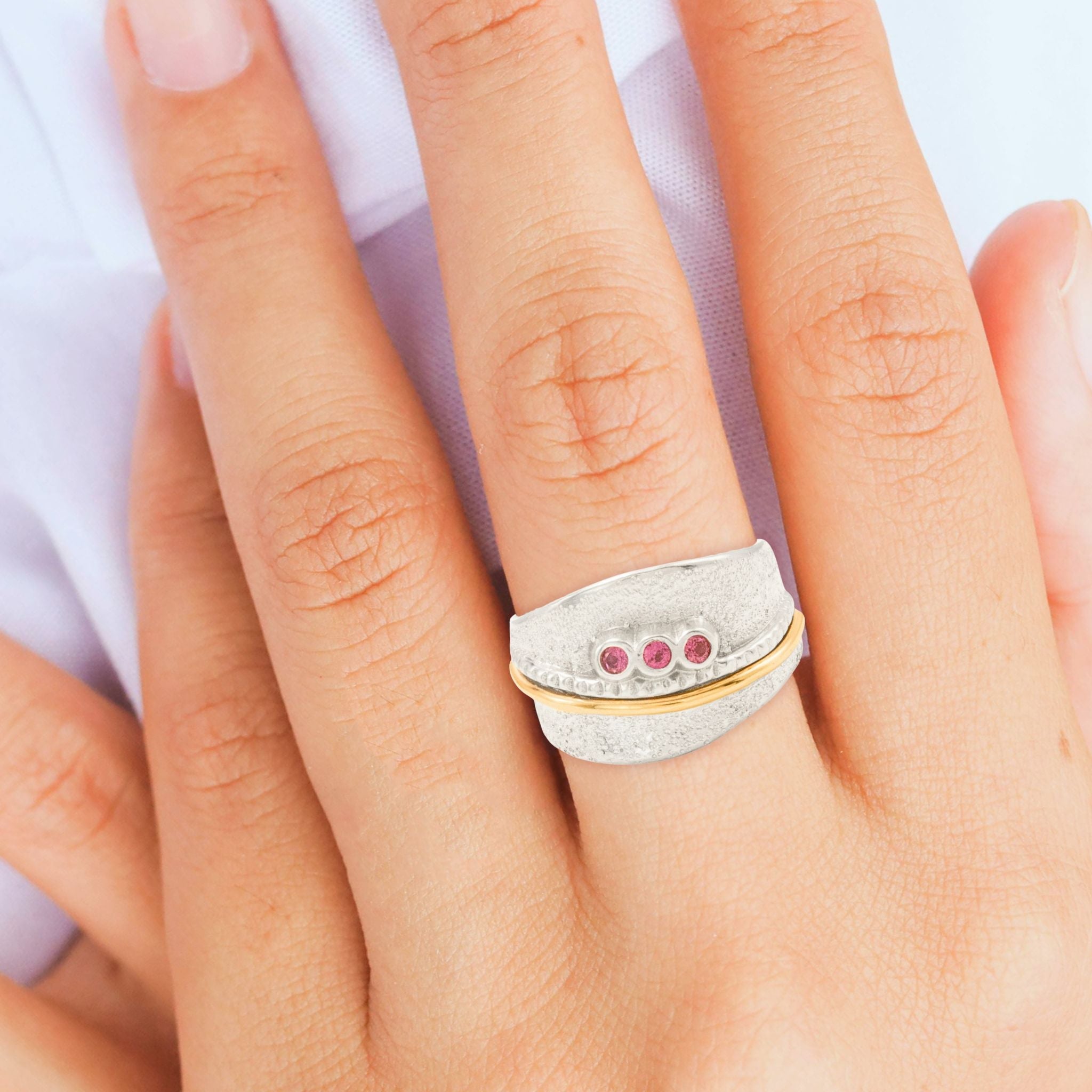 Rhodolite Trinity Ring - Rings