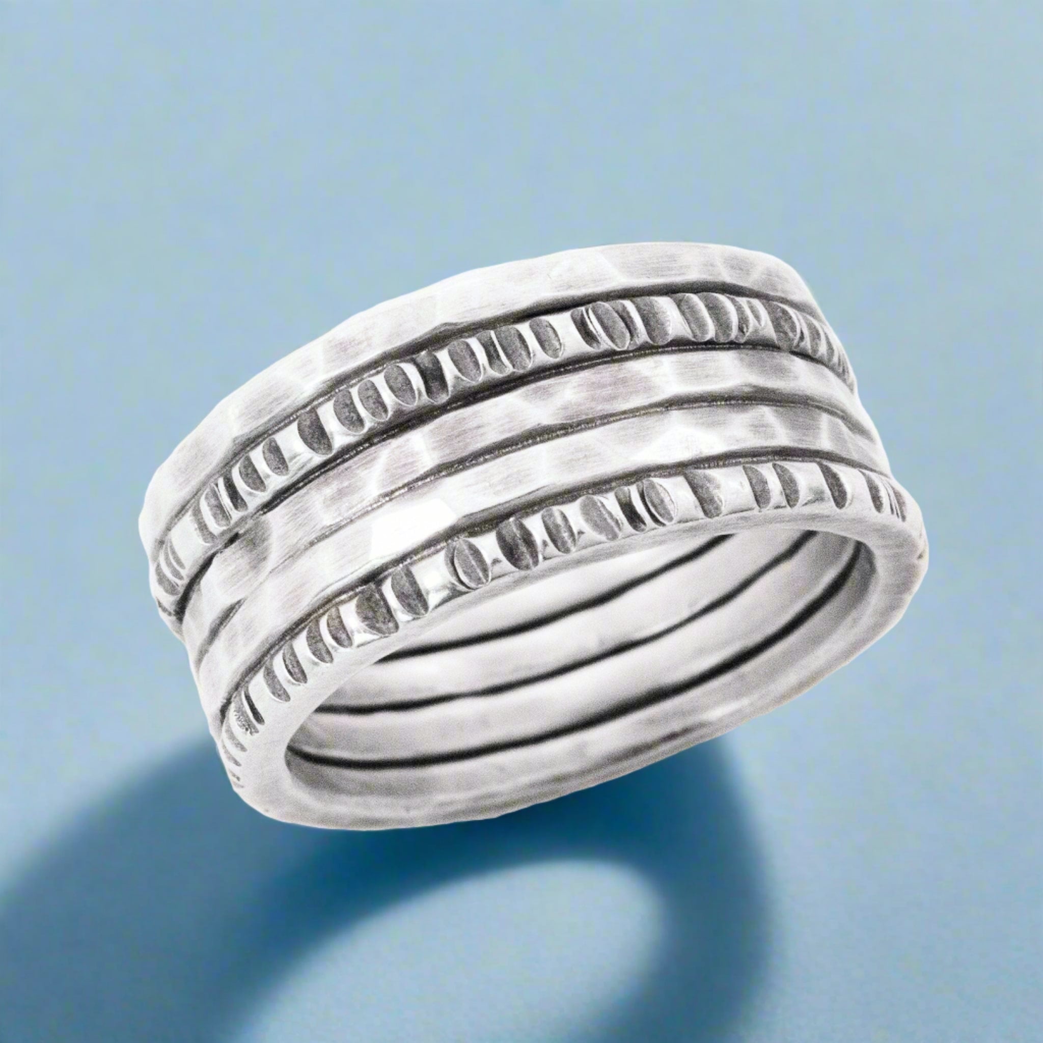 Silver Amalgam Band 10mm Sterling Silver Men's Ring | Artisan | J+I