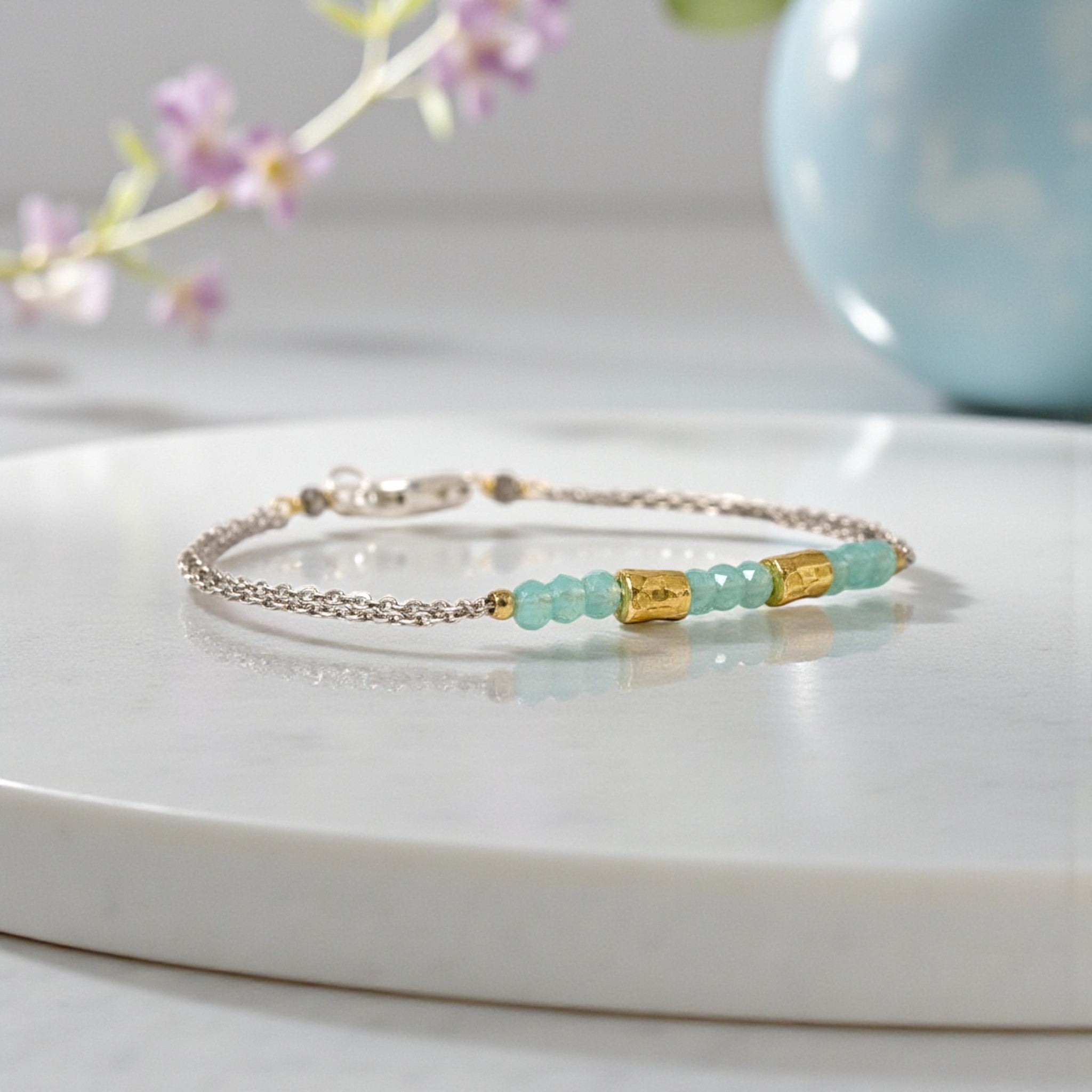 Simple Aqua Chalcedony Bracelet - Bracelets