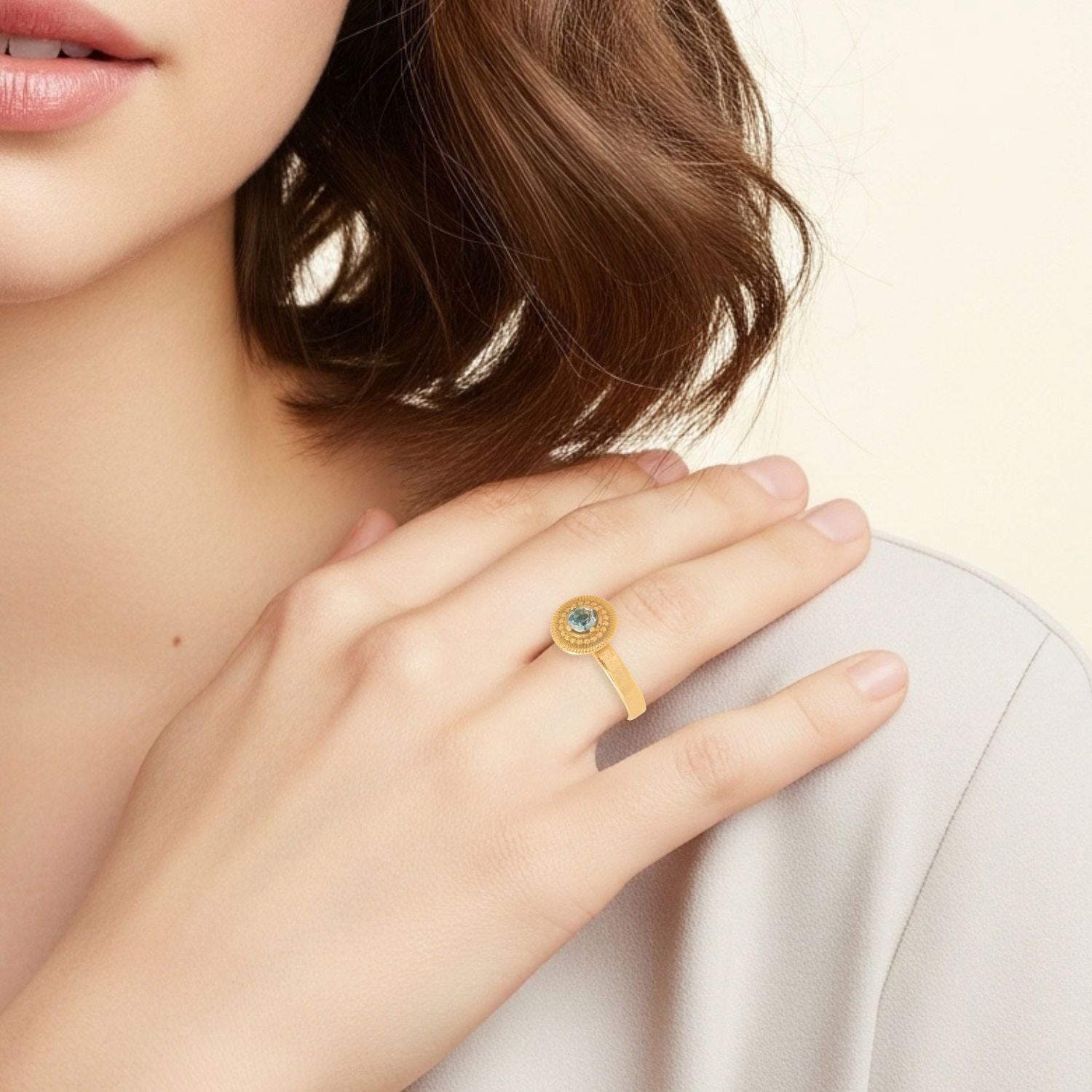 Sunburst Aquamarine Ring - Rings