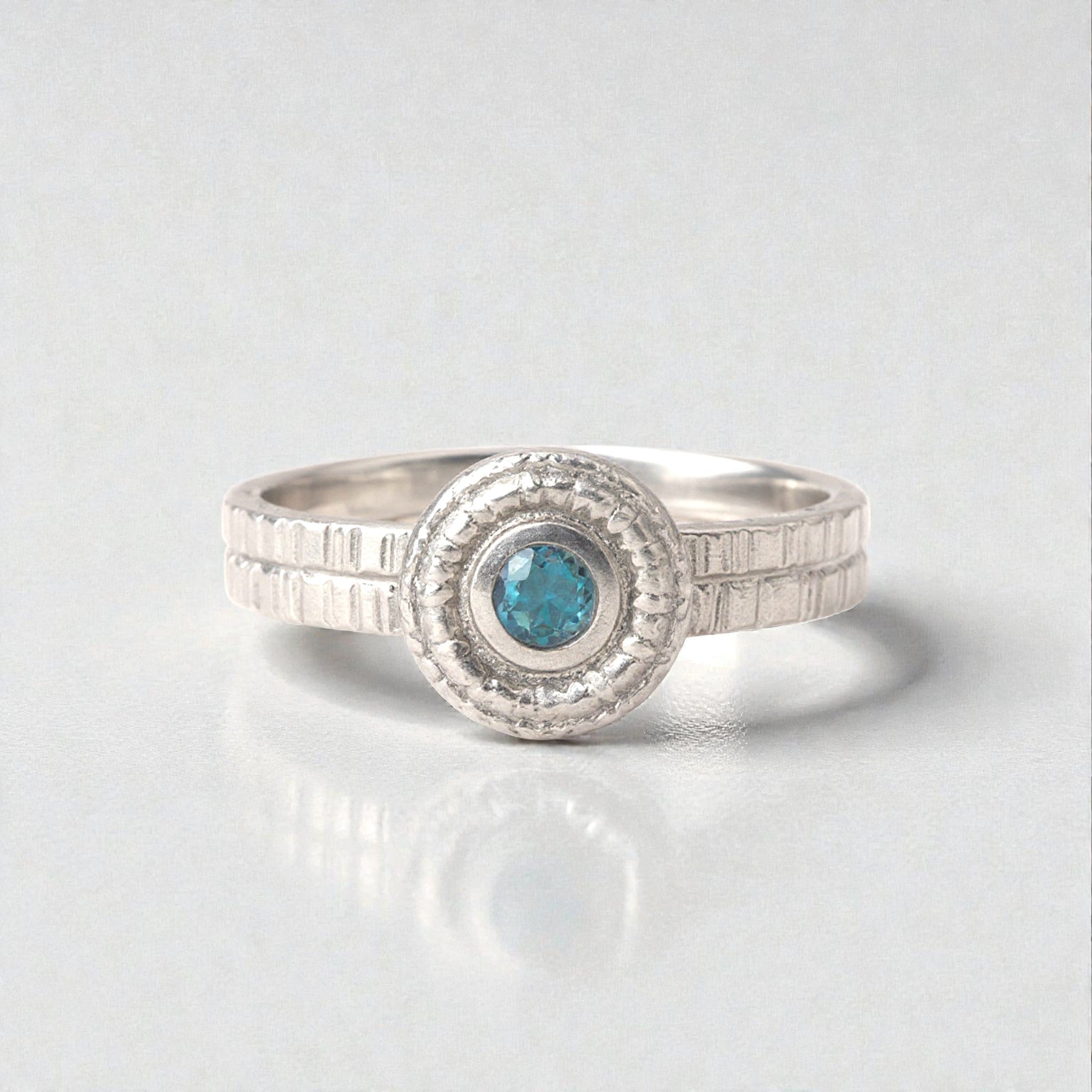 Swiss Blue Topaz Textured Ring - Rings