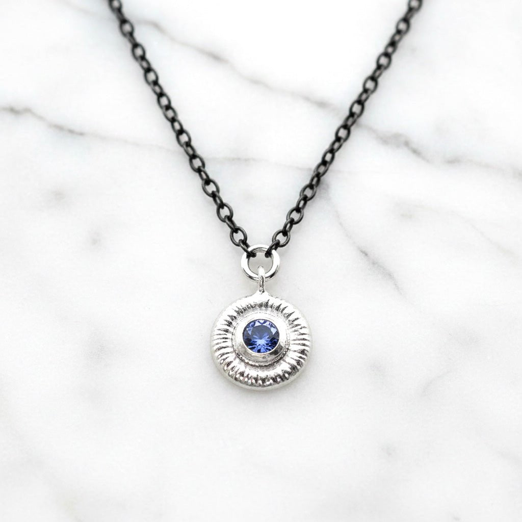Tanzanite Button Necklace - Necklaces