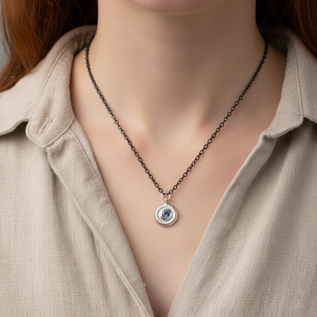 Tanzanite Button Necklace - Necklaces