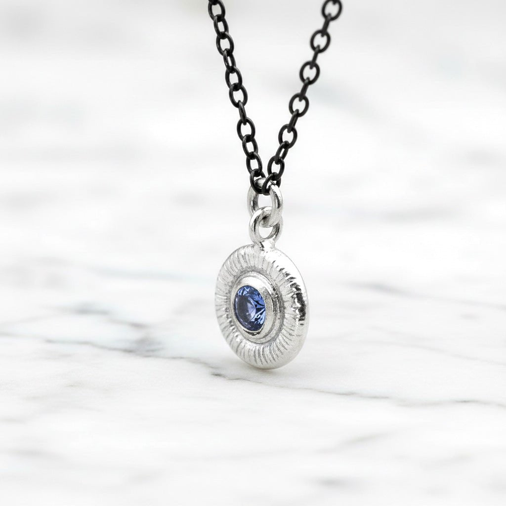 Tanzanite Button Necklace - Necklaces