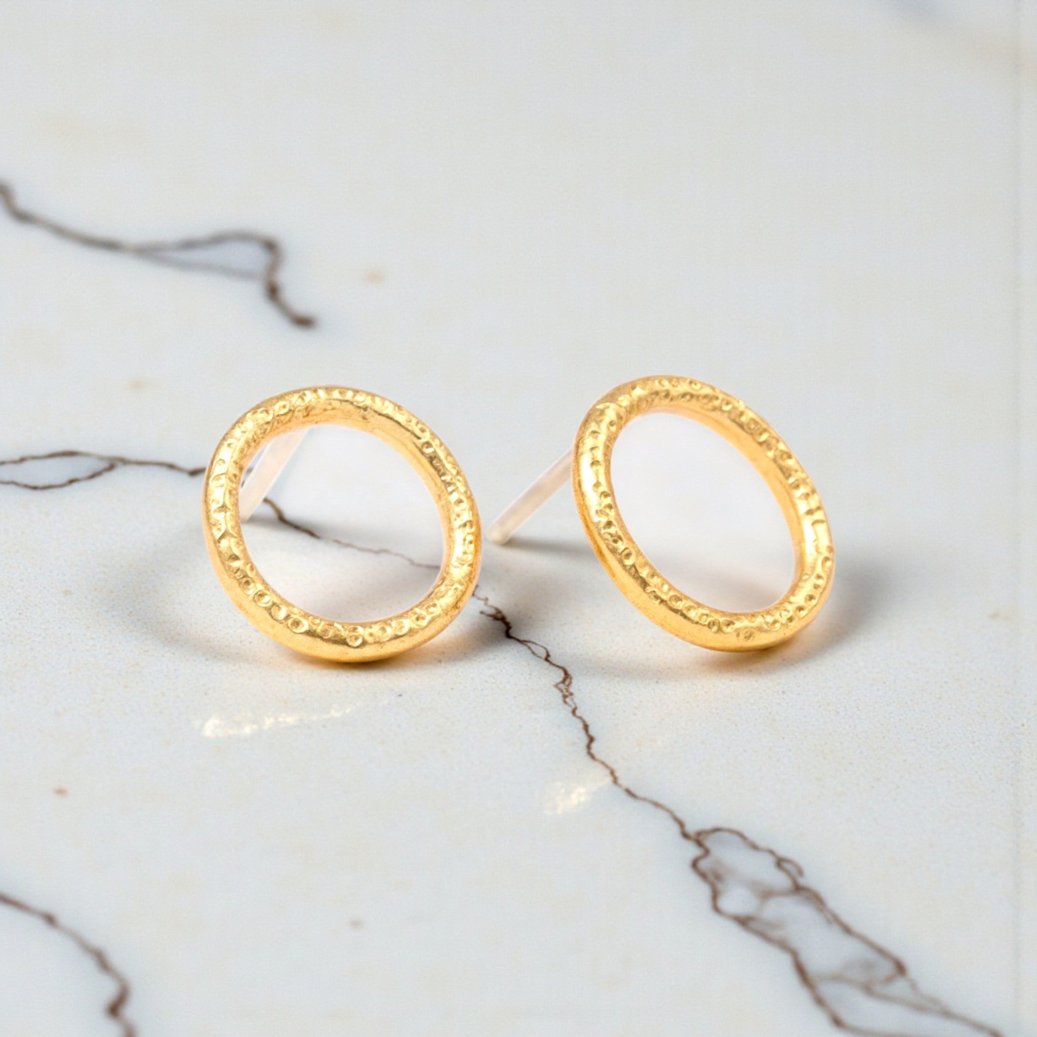 Textured Circle Stud Earrings - Earrings