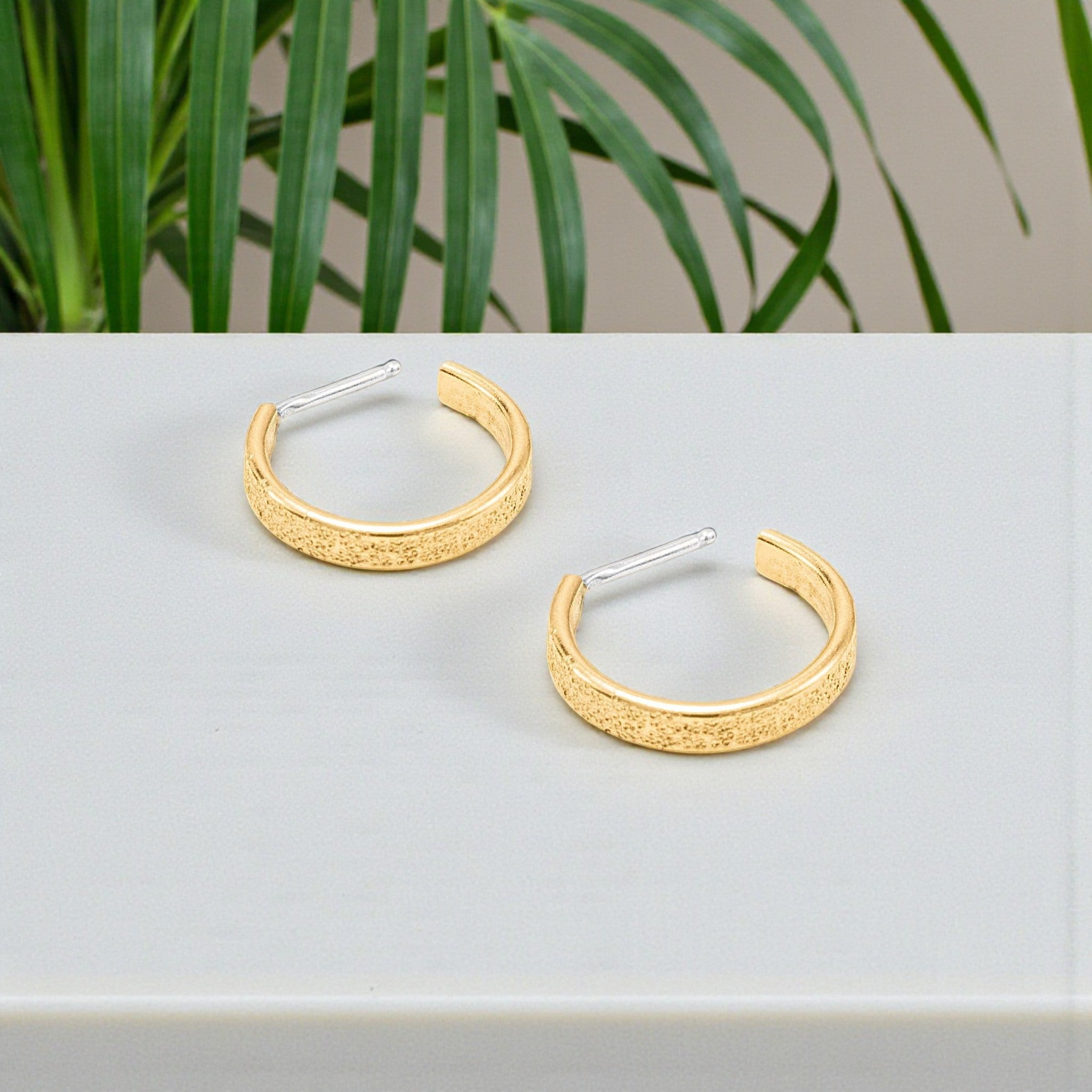 Textured Gold Hoop Earrings - Earrings