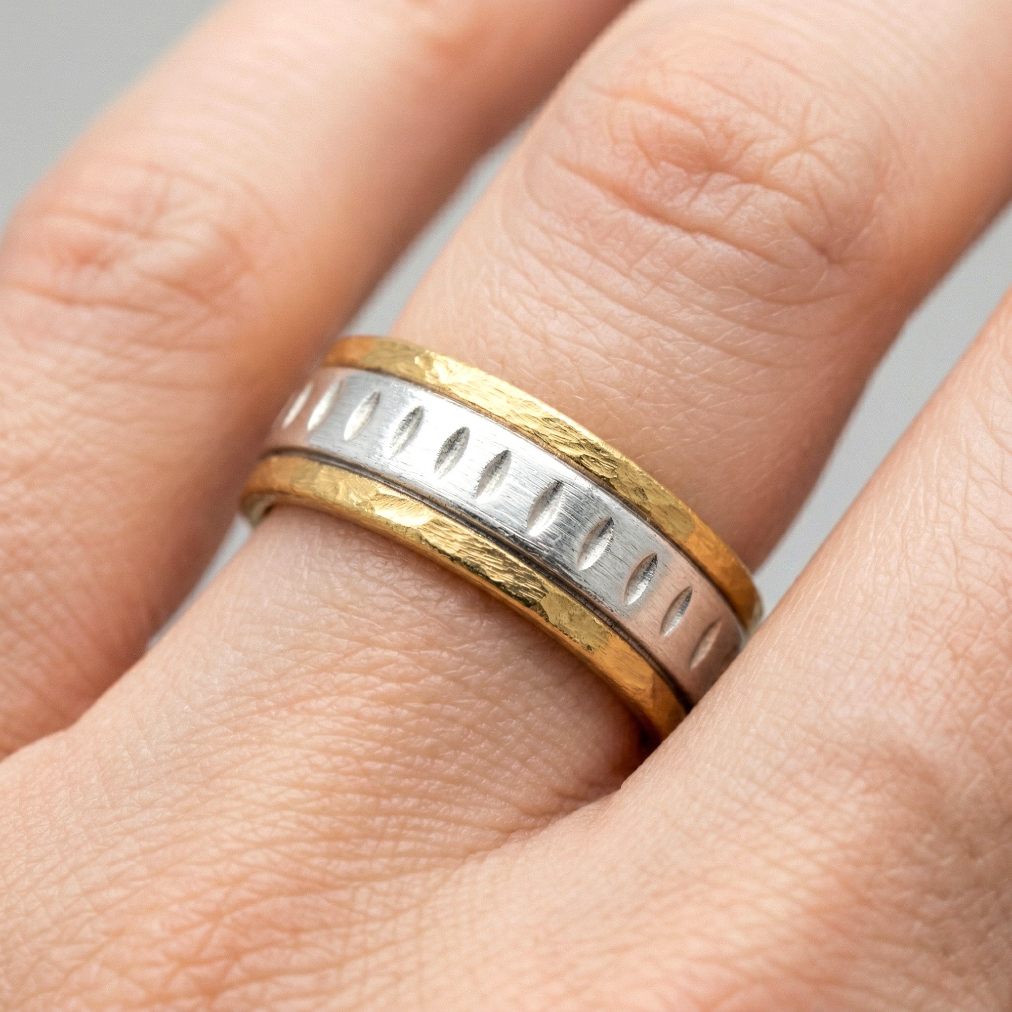 Textured Mixed Metal Band - Rings
