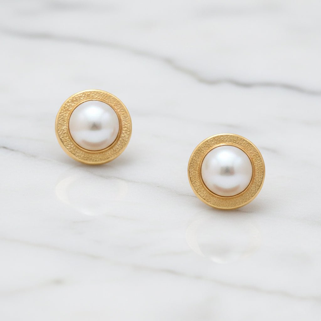 Textured Pearl Studs - Earrings