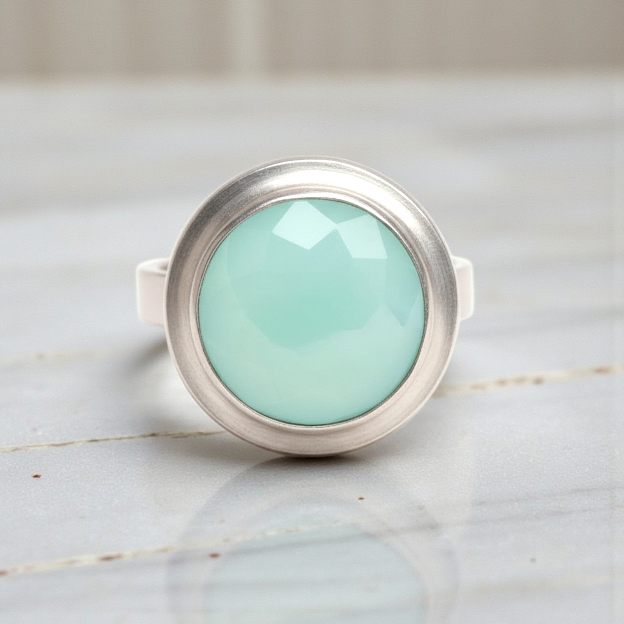 Whispering Waves Chalcedony Ring - Rings
