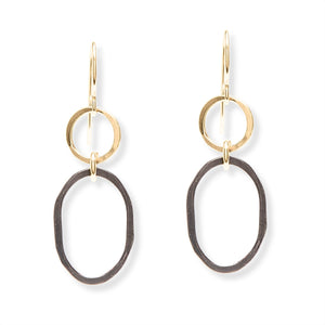 Black + Gold Oval Earring - Earrings
