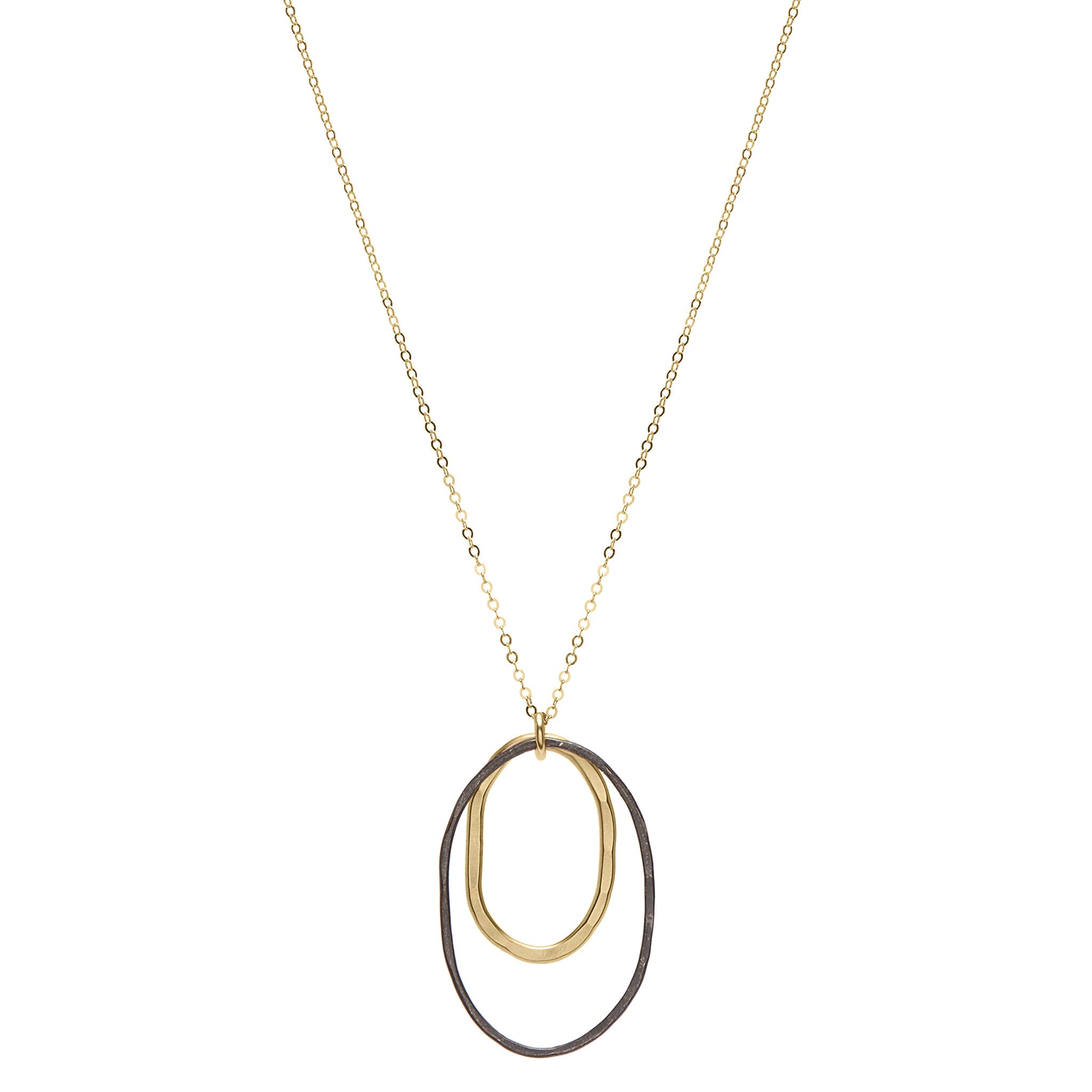 Black + Gold Oval Necklace - Necklaces