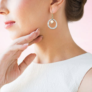 Celestial Harmony Sterling Silver and Pearl Circle Earrings - Earrings
