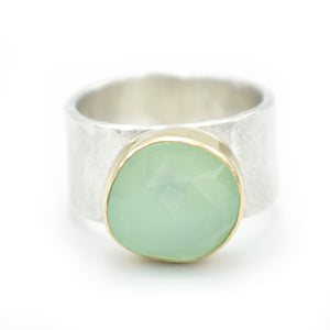 Faceted Aqua Chalcedony Ring - Rings