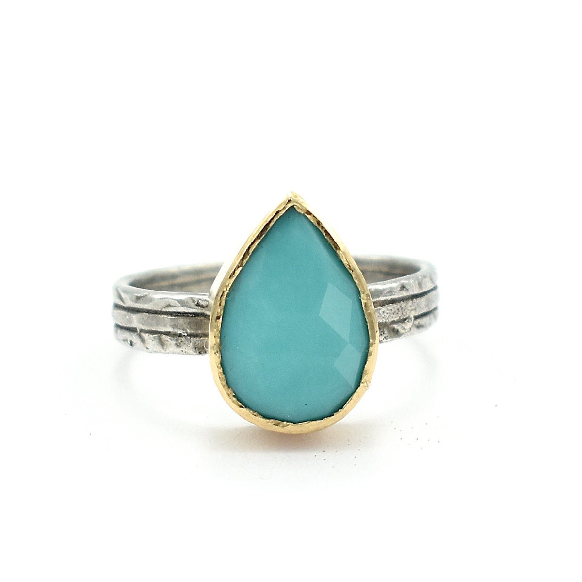 Faceted Turquoise Pear Ring - Rings