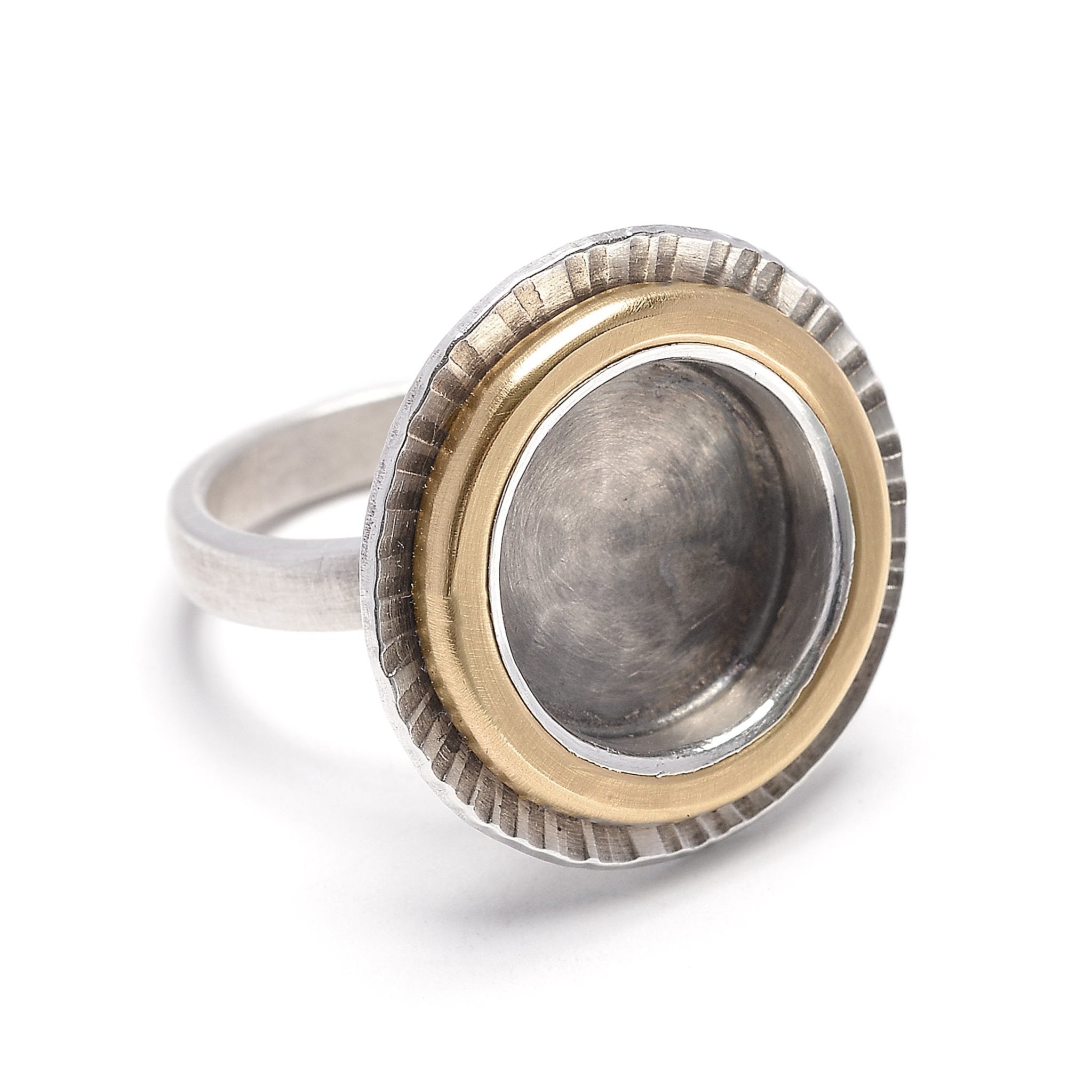 Oxidized Gold Circle Ring - Rings