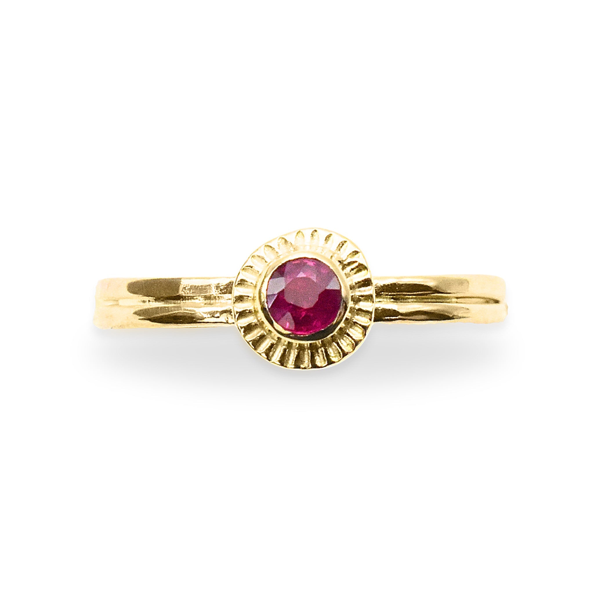 Eternity Three Stone Ruby and Moissanite 18K Gold Engagement Ring:Jian  London:18K Gold Rings