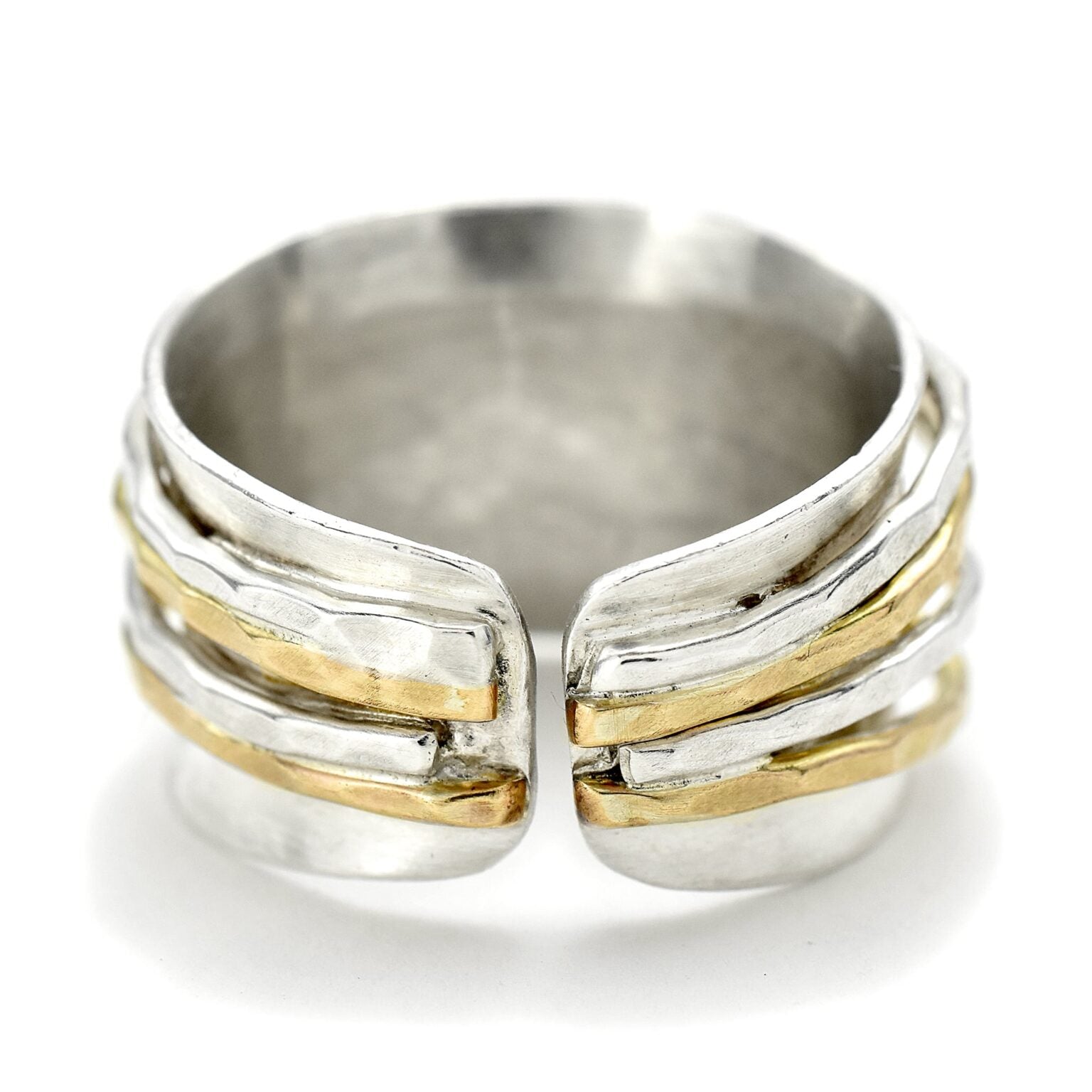 Silver + Gold Wave Wide Band - Rings