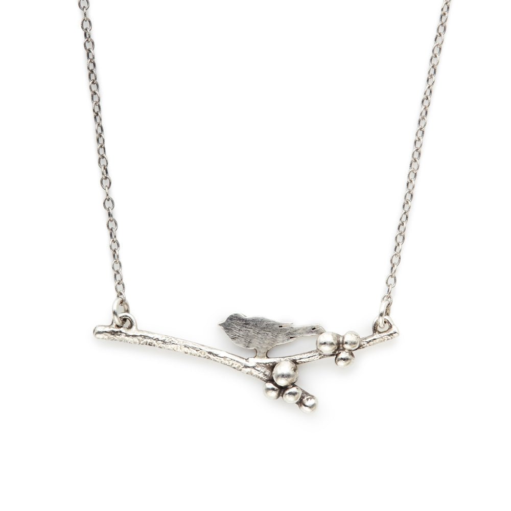 Sterling Perched Bird Necklace -